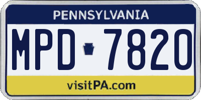 PA license plate MPD7820
