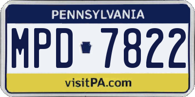 PA license plate MPD7822
