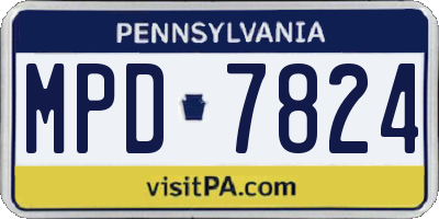 PA license plate MPD7824