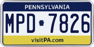PA license plate MPD7826