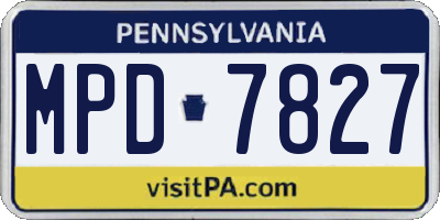 PA license plate MPD7827