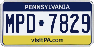 PA license plate MPD7829