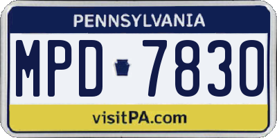 PA license plate MPD7830