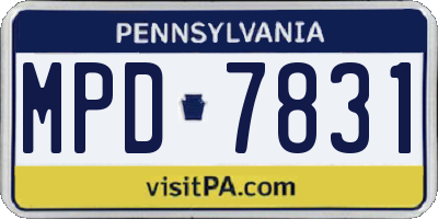 PA license plate MPD7831