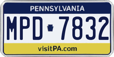 PA license plate MPD7832
