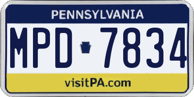 PA license plate MPD7834