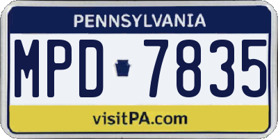 PA license plate MPD7835