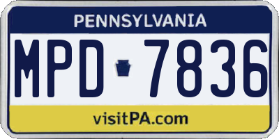 PA license plate MPD7836