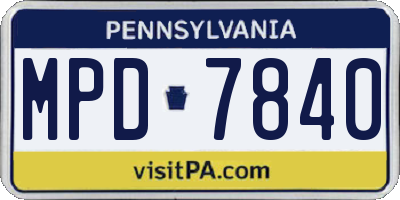 PA license plate MPD7840