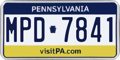 PA license plate MPD7841
