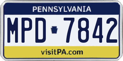 PA license plate MPD7842