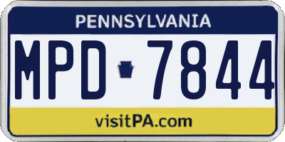 PA license plate MPD7844