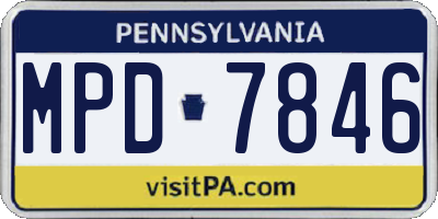 PA license plate MPD7846