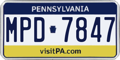 PA license plate MPD7847