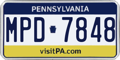 PA license plate MPD7848