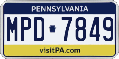 PA license plate MPD7849