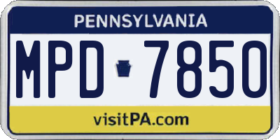 PA license plate MPD7850