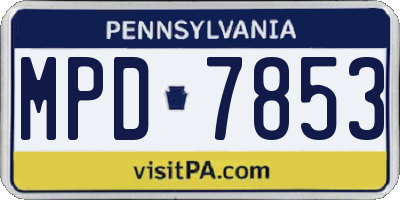 PA license plate MPD7853