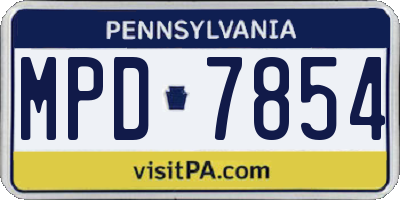 PA license plate MPD7854