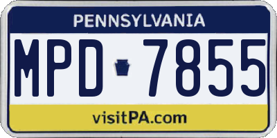 PA license plate MPD7855