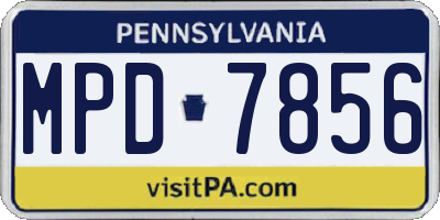 PA license plate MPD7856