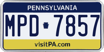 PA license plate MPD7857