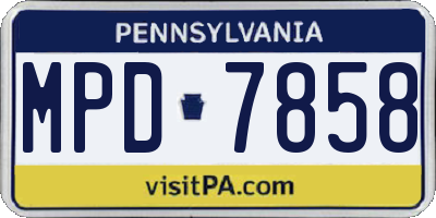 PA license plate MPD7858