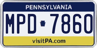 PA license plate MPD7860