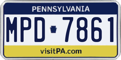 PA license plate MPD7861