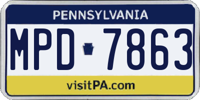 PA license plate MPD7863