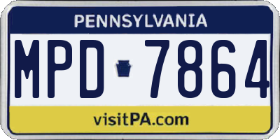 PA license plate MPD7864