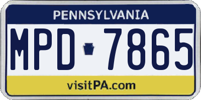 PA license plate MPD7865