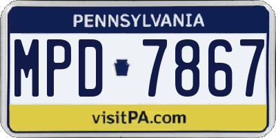 PA license plate MPD7867