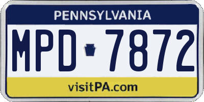 PA license plate MPD7872