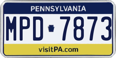PA license plate MPD7873