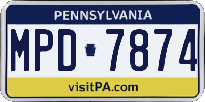 PA license plate MPD7874