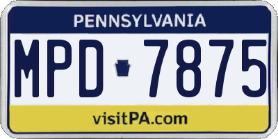 PA license plate MPD7875