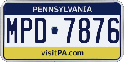 PA license plate MPD7876