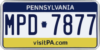 PA license plate MPD7877