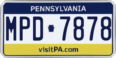 PA license plate MPD7878