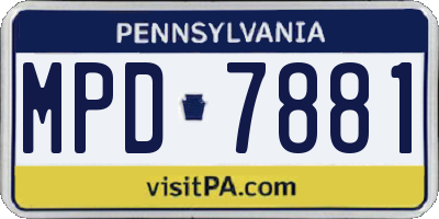 PA license plate MPD7881