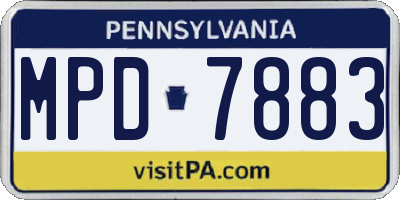 PA license plate MPD7883