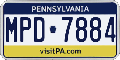 PA license plate MPD7884