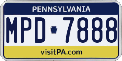 PA license plate MPD7888