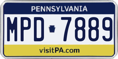 PA license plate MPD7889