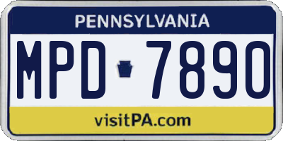 PA license plate MPD7890
