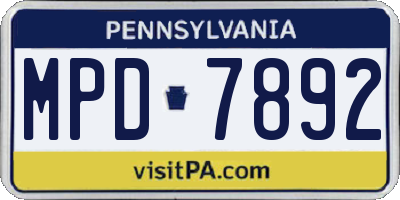 PA license plate MPD7892