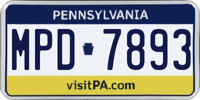 PA license plate MPD7893