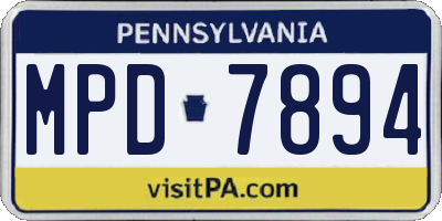 PA license plate MPD7894