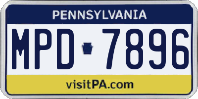 PA license plate MPD7896